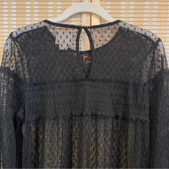 Maeve Floral Dress Women’s S Embroidered Whimsigoth Sheer Smocked Black Lace - Picture 13 of 13